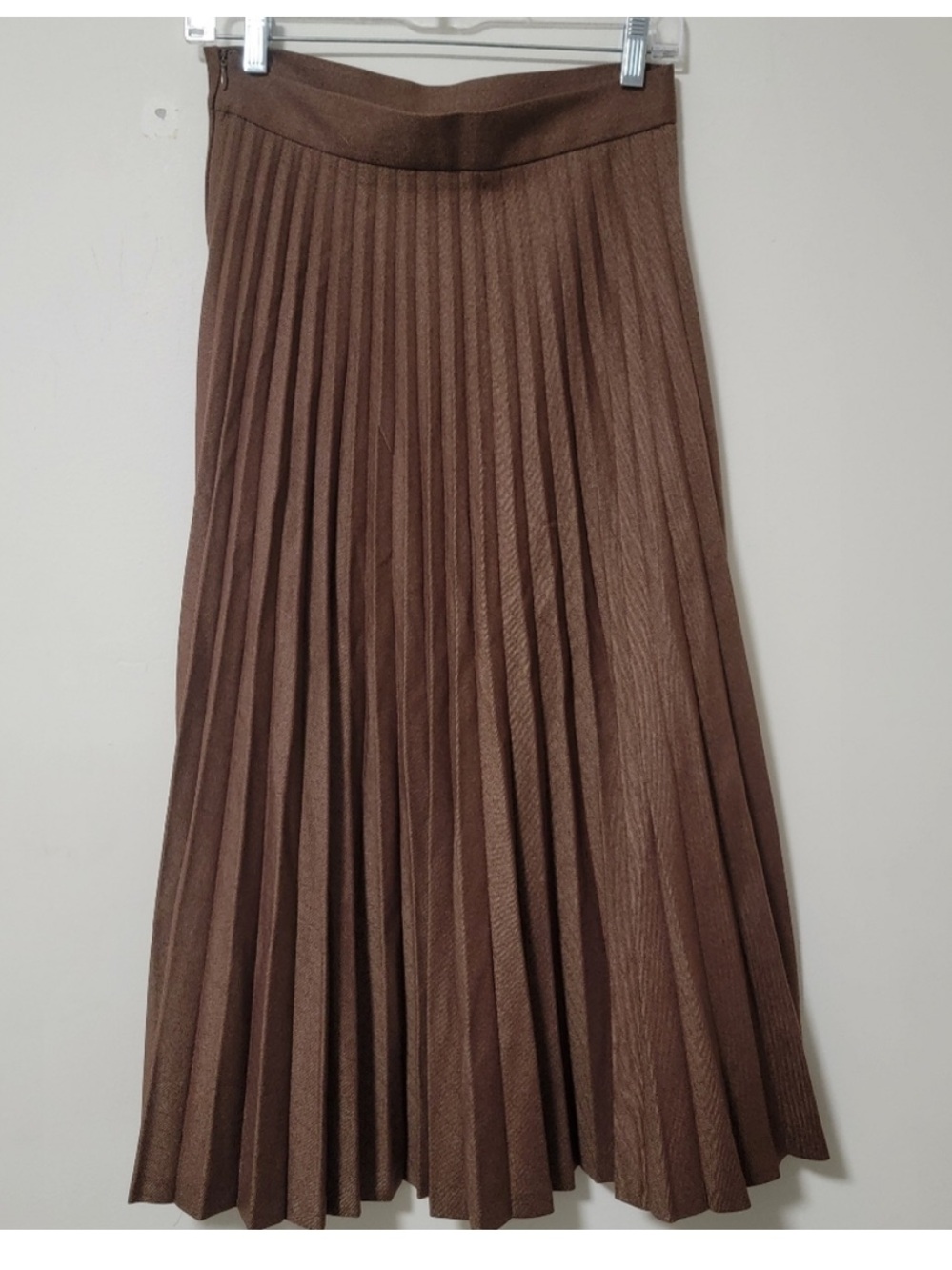 Zara Chocolate Brown A-Line Pleated Skirt - Picture 4 of 5
